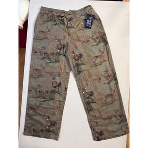 Cold Storage Mens Deer Wilderness Print Pajama Pants Green Cotton Lounge Medium